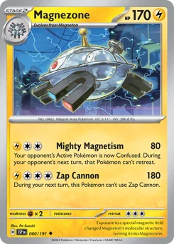Magnezone Pokemon card from Surging Sparks, card number 60
