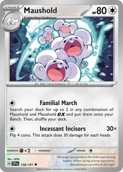 Maushold Pokemon card from Surging Sparks, card number 158