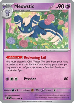Meowstic Pokemon card from Surging Sparks, card number 85