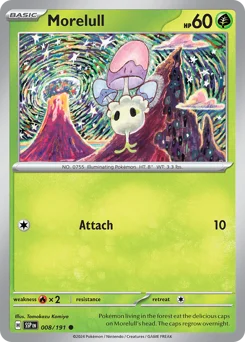 Morelull Pokemon card from Surging Sparks, card number 8