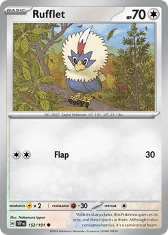 Rufflet Pokemon card from Surging Sparks, card number 152