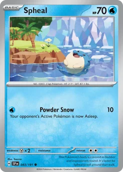 Spheal Pokemon card from Surging Sparks, card number 43