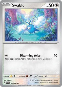 Swablu Pokemon card from Surging Sparks, card number 148