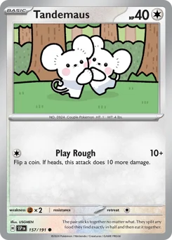 Tandemaus Pokemon card from Surging Sparks, card number 157