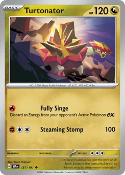 Turtonator Pokemon card from Surging Sparks, card number 137