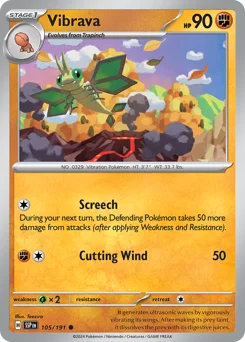 Vibrava Pokemon card from Surging Sparks, card number 105