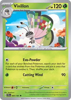 Vivillon Pokemon card from Surging Sparks, card number 7