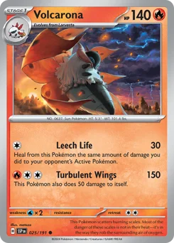 Volcarona Pokemon card from Surging Sparks, card number 25