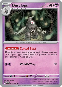 Dusclops Pokemon card from Prismatic Evolutions, card number 36