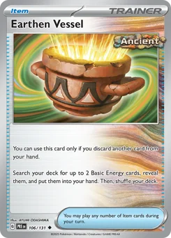 Earthen Vessel Pokemon card from Prismatic Evolutions, card number 106