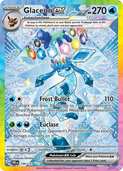 Glaceon ex Pokemon card from Prismatic Evolutions, card number 150