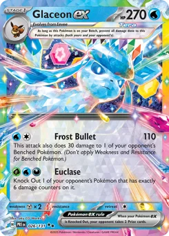 Glaceon ex Pokemon card from Prismatic Evolutions, card number 26