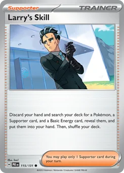 Larry's Skill Pokemon card from Prismatic Evolutions, card number 115
