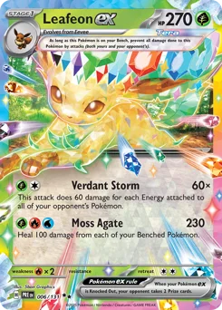 Leafeon ex Pokemon card from Prismatic Evolutions, card number 6