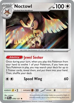 Noctowl Pokemon card from Prismatic Evolutions, card number 78