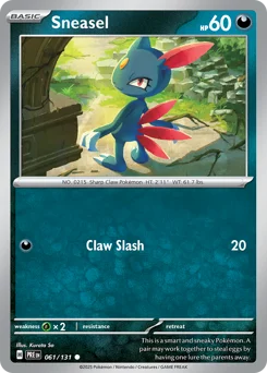 Sneasel Pokemon card from Prismatic Evolutions, card number 61