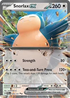 Snorlax ex Pokemon card from Prismatic Evolutions, card number 76