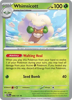 Whimsicott Pokemon card from Prismatic Evolutions, card number 8