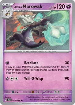 Alolan Marowak Pokemon card from Journey Together, card number 57