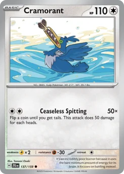 Cramorant Pokemon card from Journey Together, card number 137