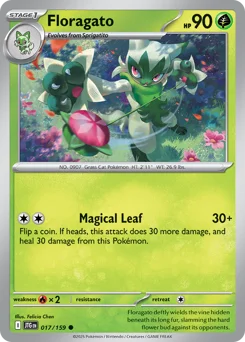 Floragato Pokemon card from Journey Together, card number 17