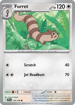 Furret Pokemon card from Journey Together, card number 119