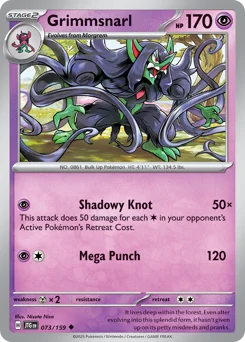 Grimmsnarl Pokemon card from Journey Together, card number 73