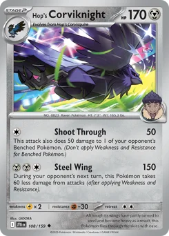 Hop's Corviknight Pokemon card from Journey Together, card number 108