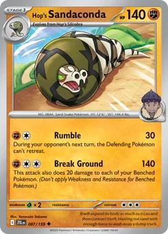 Hop's Sandaconda Pokemon card from Journey Together, card number 87