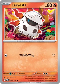 Larvesta Pokemon card from Journey Together, card number 28