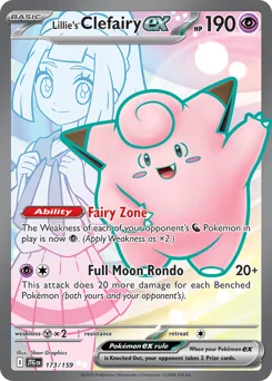 Lillie's Clefairy ex Pokemon card from Journey Together, card number 173