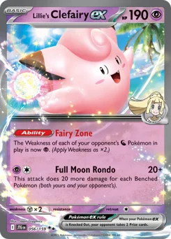 Lillie's Clefairy ex Pokemon card from Journey Together, card number 56