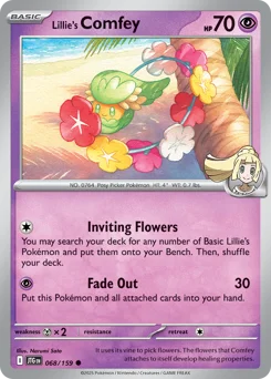 Lillie's Comfey Pokemon card from Journey Together, card number 68