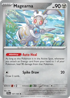 Magearna Pokemon card from Journey Together, card number 107