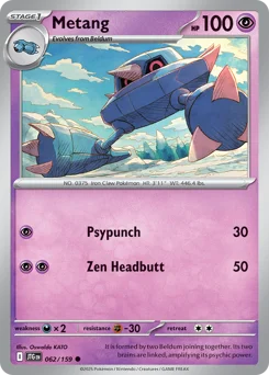 Metang Pokemon card from Journey Together, card number 62