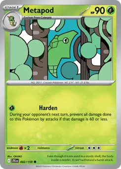 Metapod Pokemon card from Journey Together, card number 2