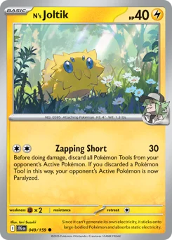 N's Joltik Pokemon card from Journey Together, card number 49