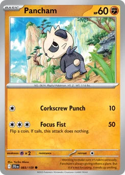 Pancham Pokemon card from Journey Together, card number 83