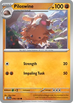 Piloswine Pokemon card from Journey Together, card number 78