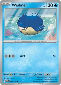 Wailmer Pokemon card from Journey Together, card number 40