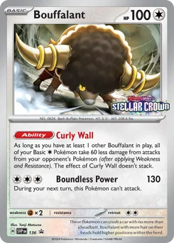 Bouffalant Pokemon card from Scarlet & Violet Black Star Promos, card number 136