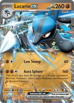 Lucario ex Pokemon card from Scarlet & Violet Black Star Promos, card number 17