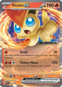 Victini ex Pokemon card from Scarlet & Violet Black Star Promos, card number 142