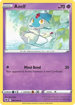 Azelf Pokemon card from Astral Radiance, card number 67