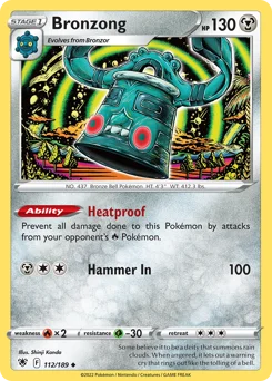 Bronzong Pokemon card from Astral Radiance, card number 112