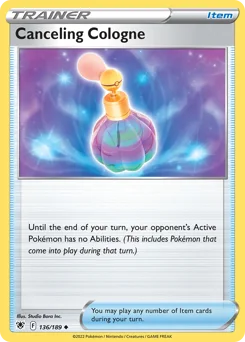 Canceling Cologne Pokemon card from Astral Radiance, card number 136