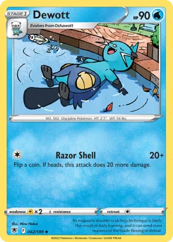Dewott Pokemon card from Astral Radiance, card number 42