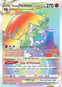 Hisuian Decidueye VSTAR Pokemon card from Astral Radiance, card number 195