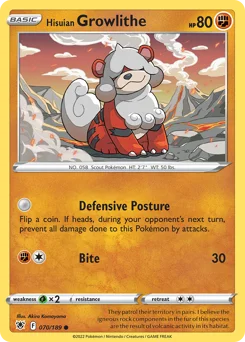 Hisuian Growlithe Pokemon card from Astral Radiance, card number 70