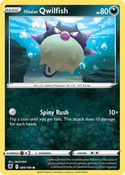 Hisuian Qwilfish Pokemon card from Astral Radiance, card number 89
